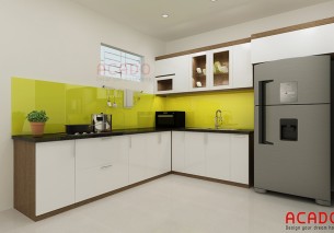 Tủ bếp Acrylic hình chữ L đơn giản phù hợp với mọi không gian bếp