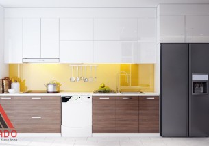 Tủ bếp inox hình chữ L bền đẹp, tiện nghi và hiện đại