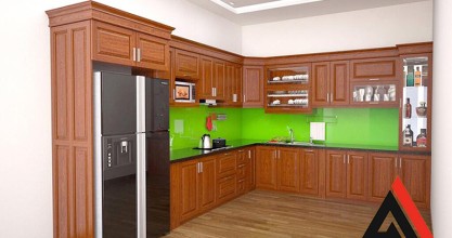 Tủ bếp kết hợp tủ lạnh tiện dụng cho mọi không gian bếp