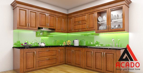 Mẫu tủ bếp gỗ Xoan Đào đẹp.