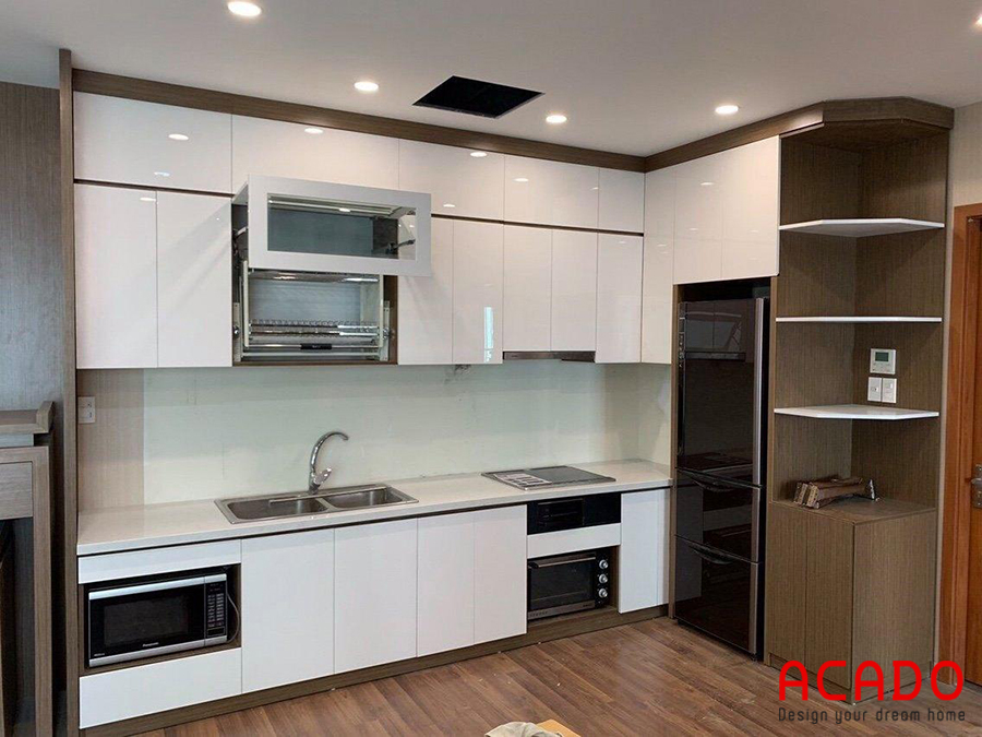 Tủ bếp Gỗ công nghiệp Acrylic với thiết kế trẻ trung, hiện đại - ACADO thi công tủ bếp tại Đồng Mai , Hà Đông