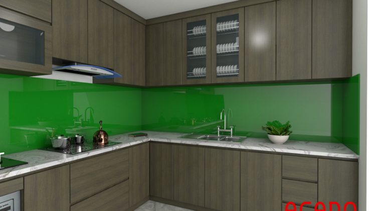 Tủ bếp Laminate màu vân gỗ độc đáo, cá tính.