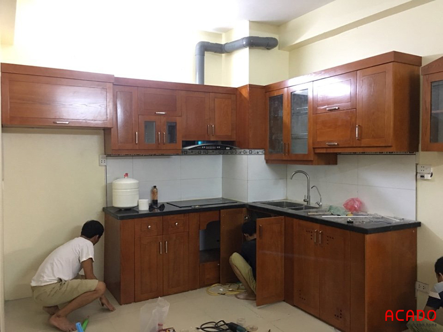 Hình ảnh gần như là hoàn thiện của tủ bếp tại Hồng Hà ecocity