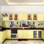 tủ bếp inox màu vàng trẻ trung hiện đại