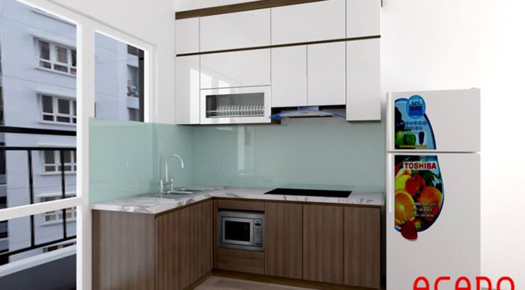 Tủ bếp gỗ công nghiệp rất phù hợp với các căn hộ chung cư