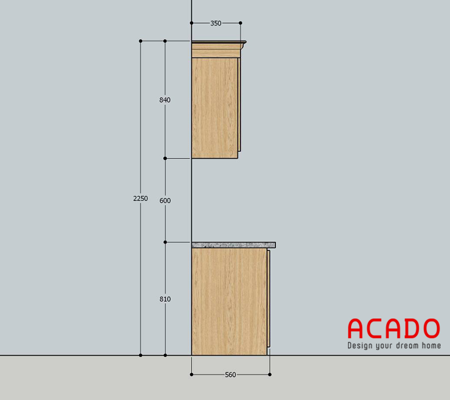 Kích thước tủ bếp tiêu chuẩn tại Acado