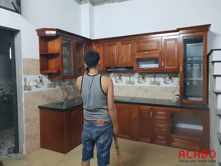 Đóng tủ bếp tại Yên Nghĩa, gia đình anh Lam - công trình Acado đã thi công