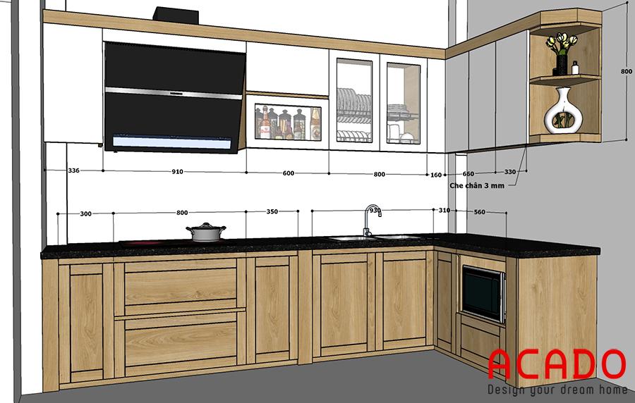 Phương án thiết kế phù hợp với gian bếp.