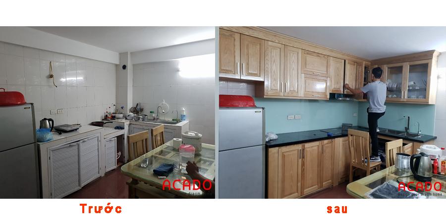 Trước và sau khi thi công tủ bếp tại Tô Hiệu.
