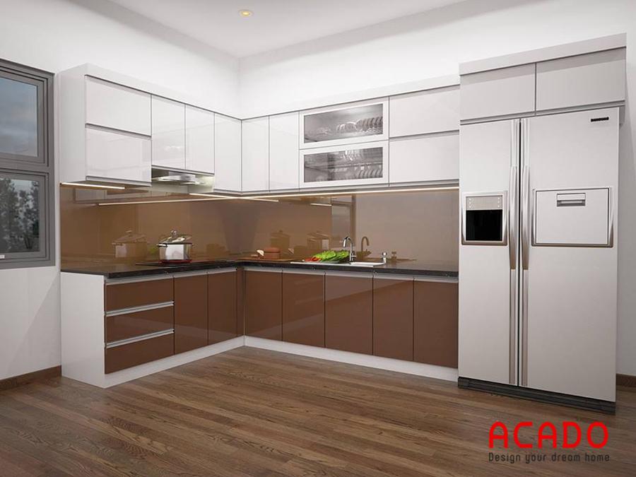 Tủ bếp Acrylic dễ dàng vệ sinh sau khi nấu nướng.