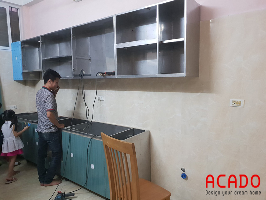 Thi công tủ bếp tại Ba Đình - Hà Nội, tủ bếp inox 304