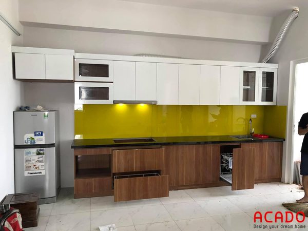 Tủ bếp Melamine - công trình Acado thi công thực tế cho khách hàng tại Hà Đông