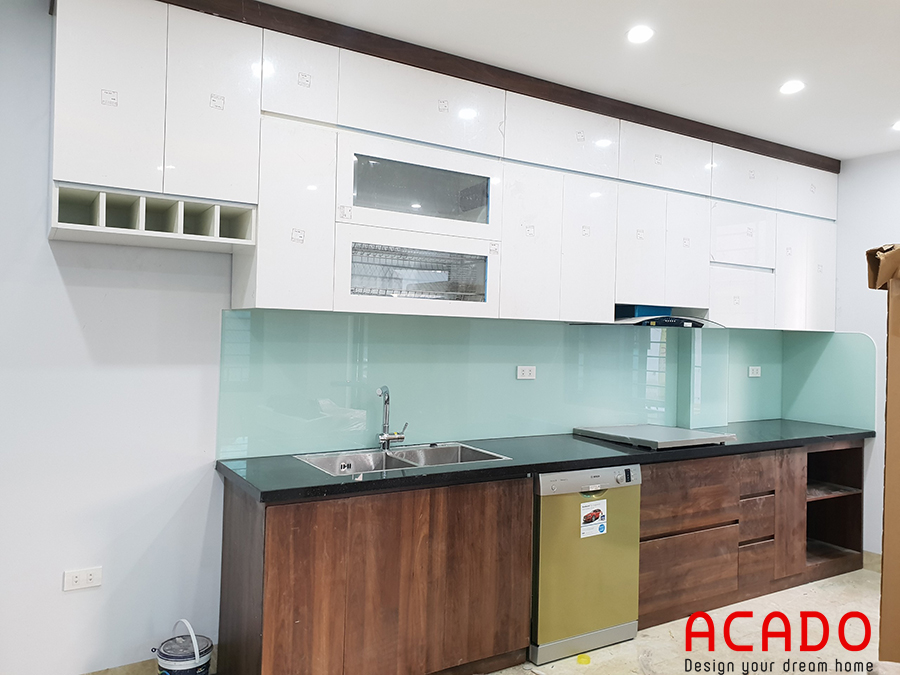  Tủ bếp Acrylic - công trình Acado thi công thực tế tại Vạn Phúc - Hà Đông, gia đình anh Minh