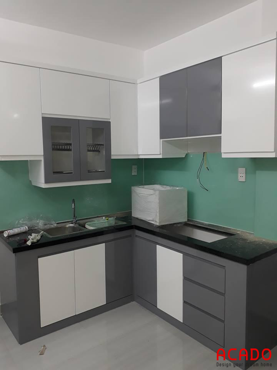 Tủ bếp Melamine đẹp , hiện đại.