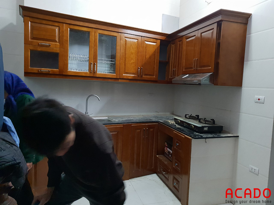 Làm tủ bếp tại Thanh Trì - gia đình anh Quang.