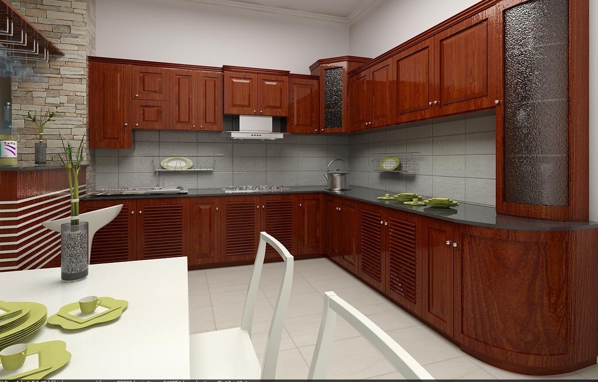 Tủ bếp gỗ xoan đào màu cánh gián đậm - tủ bếp hiện đại 2020