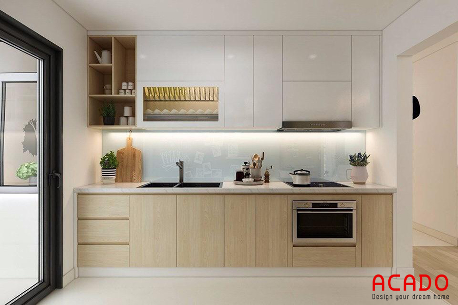 Với không gian nhà bếp hiện đại , tủ bếp Laminate rất phù hợp, mang đến vẻ đẹp trẻ trung, sang trọng.