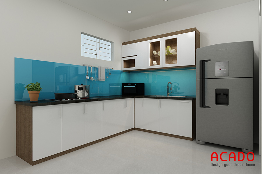 Tủ bếp trắng phù hợp với mọi không gian bếp dù là nhỏ hẹp hay những căn bếp có diện tích lớn.