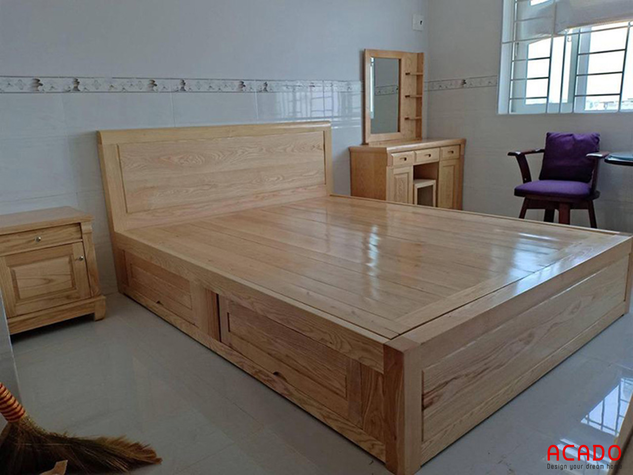 Giường ngủ gỗ sồi Nga chắc chắn, bền đẹp - báo giá giường ngủ tại Acado