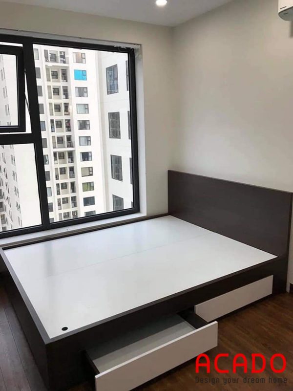 Giường gỗ công nghiệp có thiết kế ngăn kéo tiện lợi