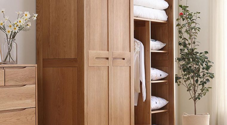 Tủ quần áo gỗ sồi tự nhiên cánh lùa hiện đại, trẻ trung cho không gian phòng ngủ