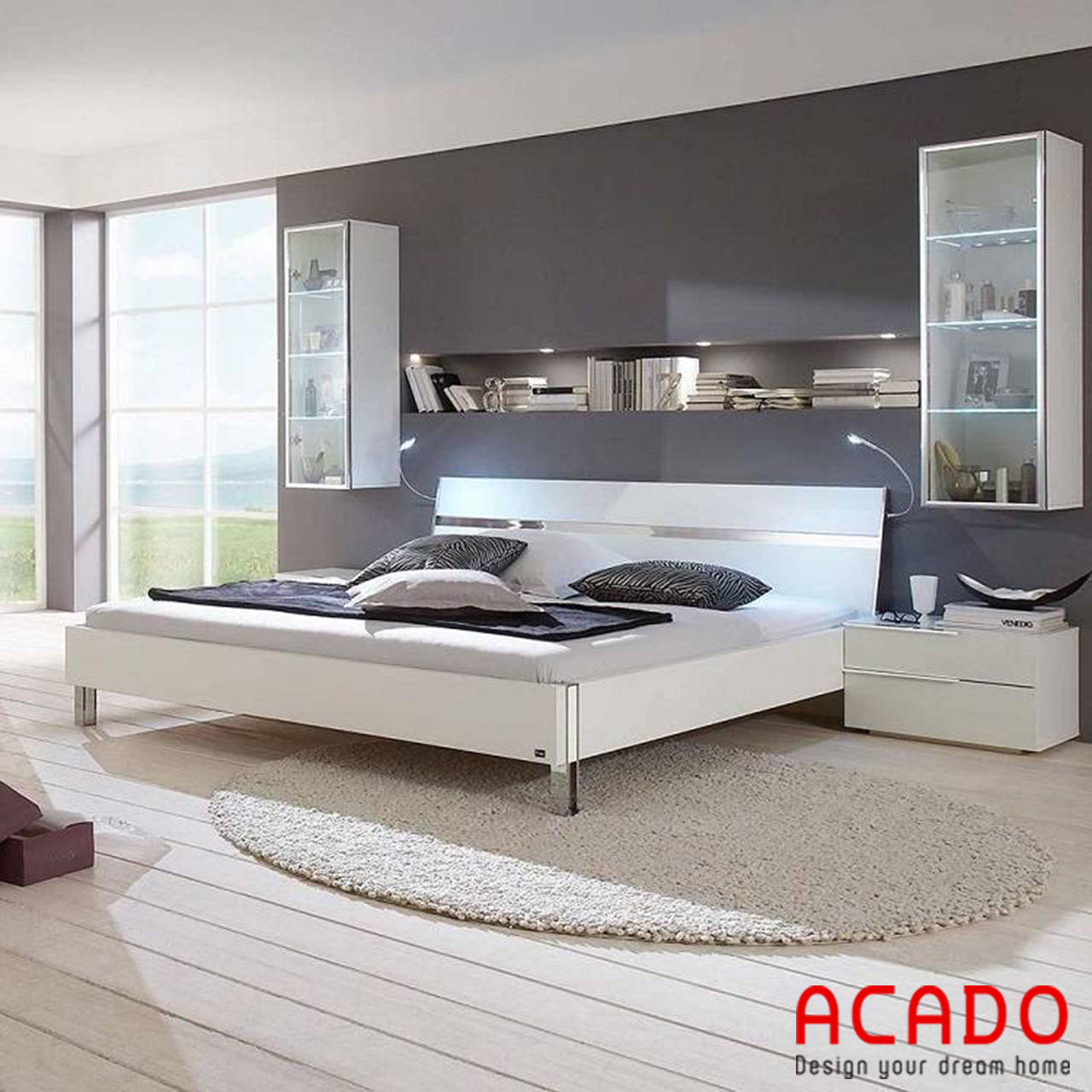 Giường ngủ gỗ công nghiệp Acrylic hiện đại - nội thất Acado