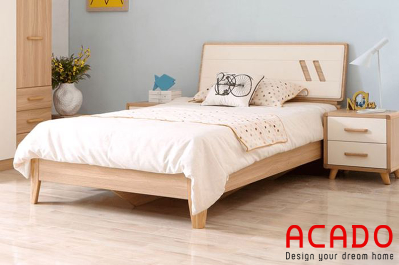 Giường ngủ gỗ sồi Nga thiết kế trẻ trung, hiện đại