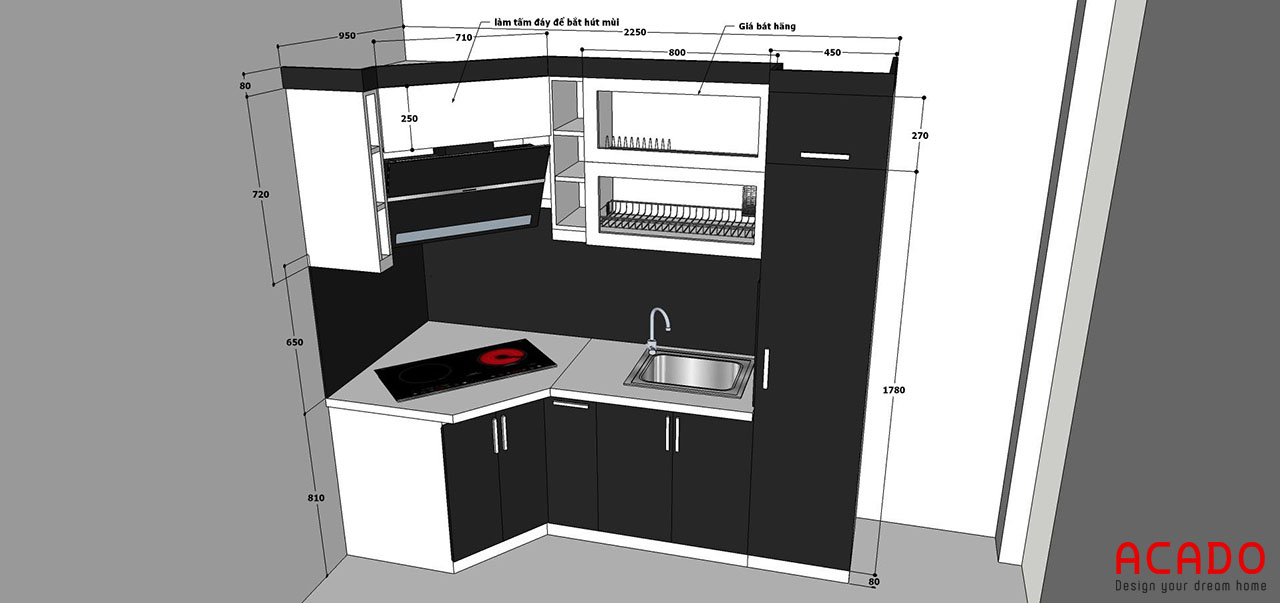 Bản thiết kế Acado thiết kế cho căn bếp nhà chị Vy