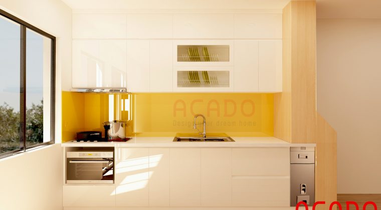 Tủ bếp Acrylic bóng gương đẹp, hiện đại kiể dáng mới nhất 2020