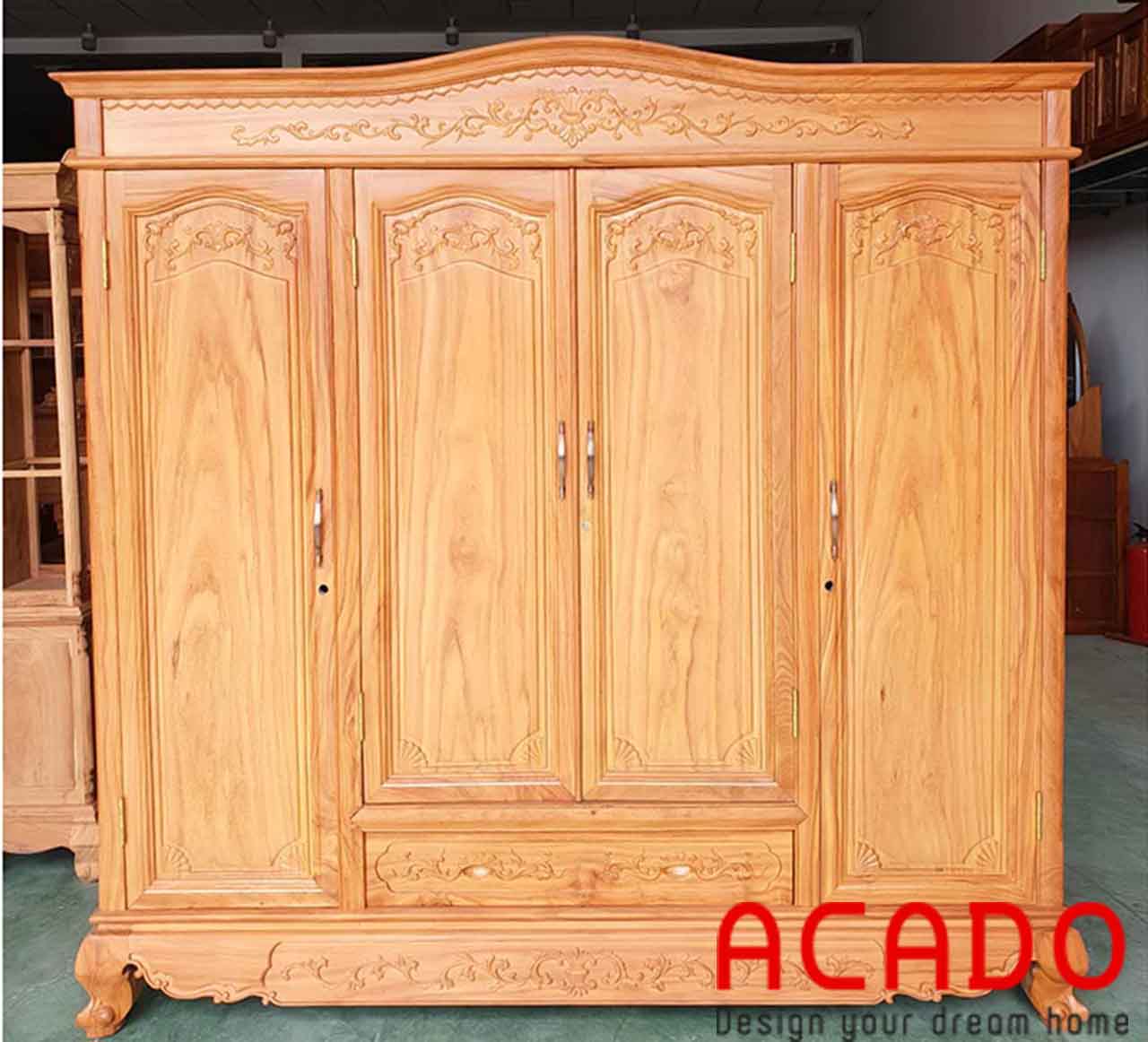 Tủ quần áo gỗ Gõ cao cấp - nội thất Aacdo