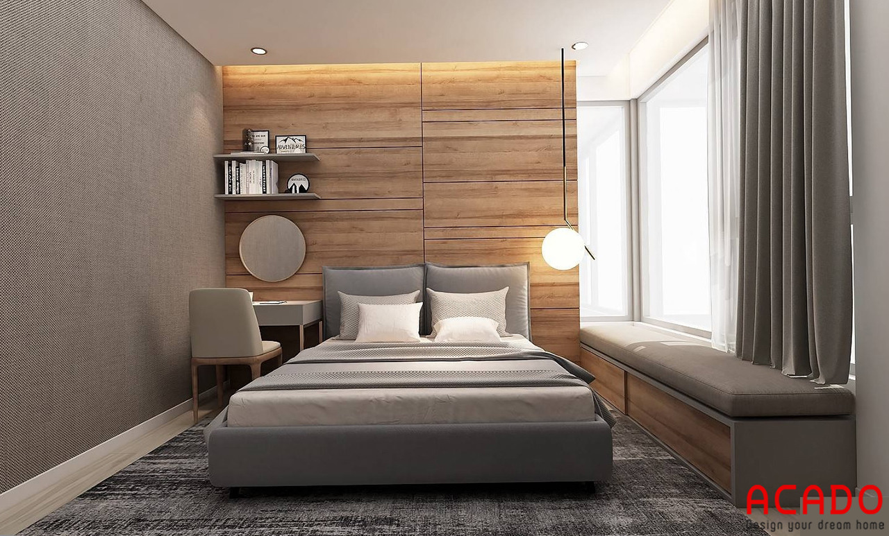 Sử dụng vách trang trí bằng gỗ để tạo cảm giác ấm cúng cho phòng ngủ