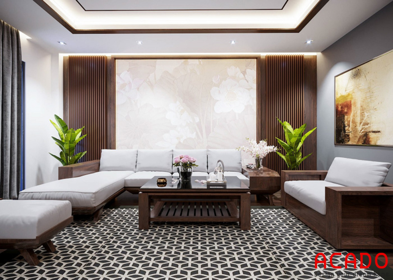 Hình ảnh bộ sofa sang trọng thiết kế cho phòng khách chung cư rộng 170m2
