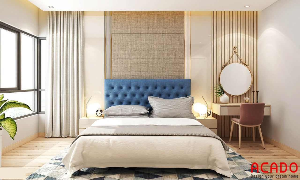 Với sự kết hợp của những gam màu tươi sáng - ACADO thiết kế phòng ngủ hiện đại và trẻ trung