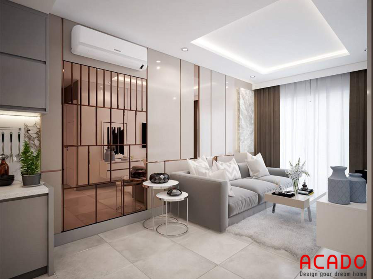 ACADO thiết kế phòng khách chung cư cho khách hàng tại Hà Nội