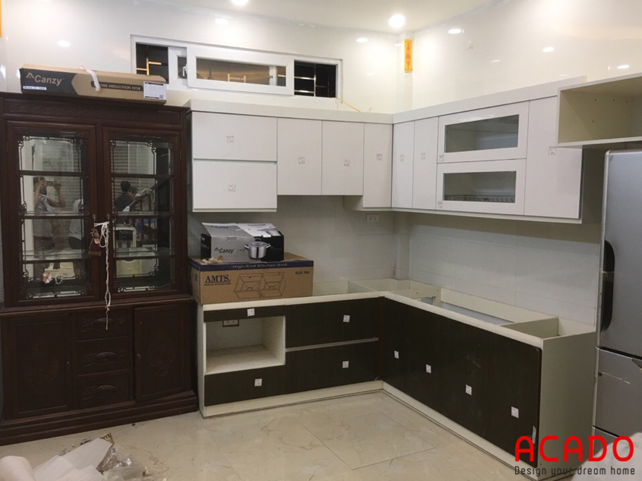 Tủ bếp đã thi công hoàn thiện để bàn giao cho gia chủ - thi công nội thất tại Thanh Xuân - Hà Nội