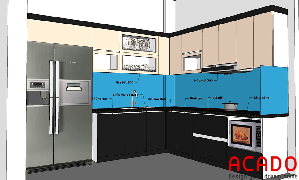 Bản thiết kế tủ bếp của gia đình anh khánh-Nội thất ACADO