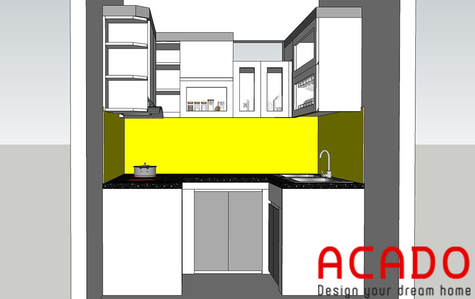 Bản thiết kế 3d cho căn bếp của gia đình chị Trang-Nội thất ACADO
