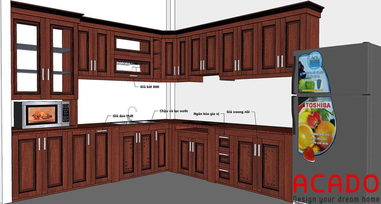 Hoàn thành bản thiết kế phù hợp, dành riêng cho không gian căn bếp nhà chú Thịnh