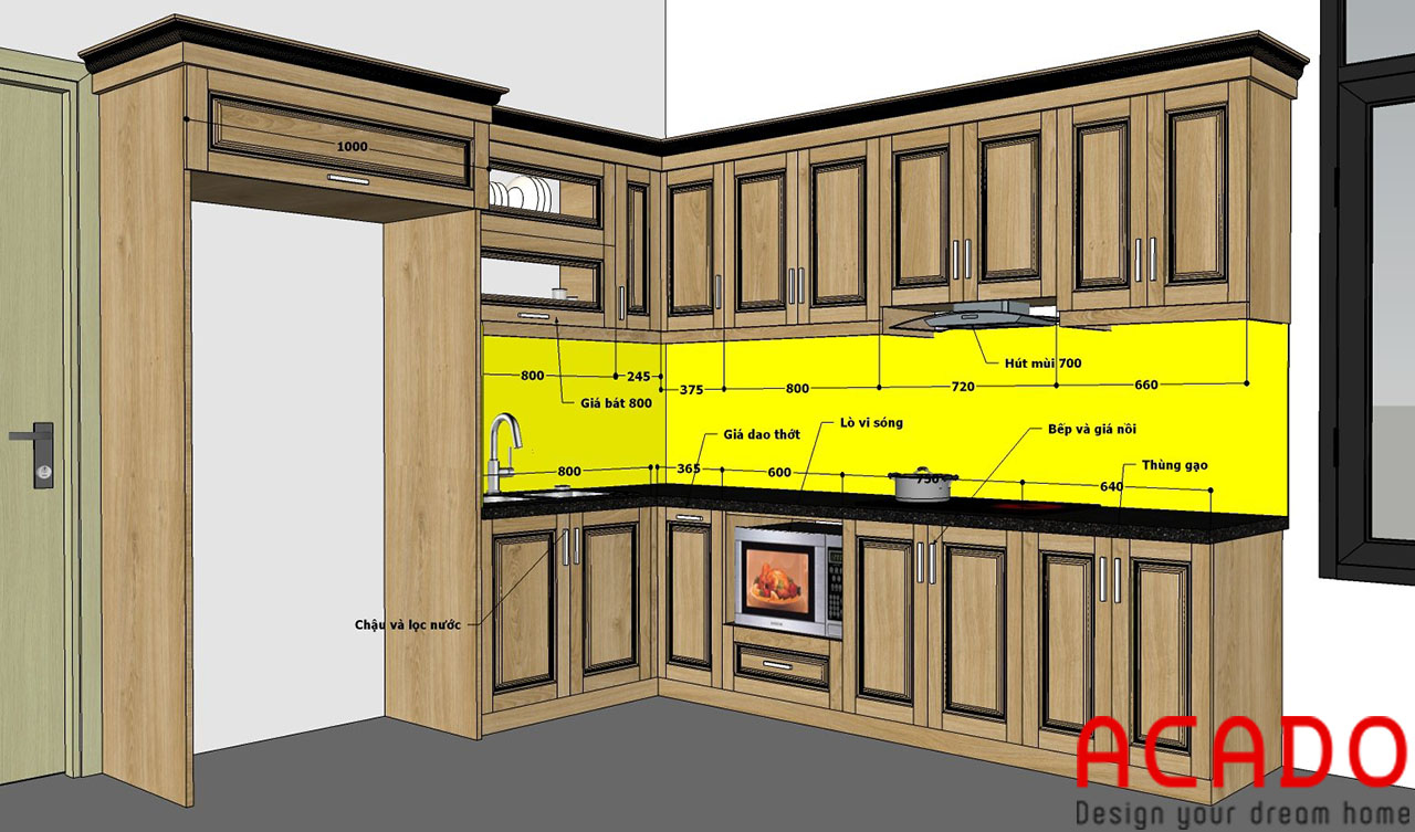 Bản thiết kế chi tiết phòng bếp của gia đình anh Lộc - Nội thất ACADO