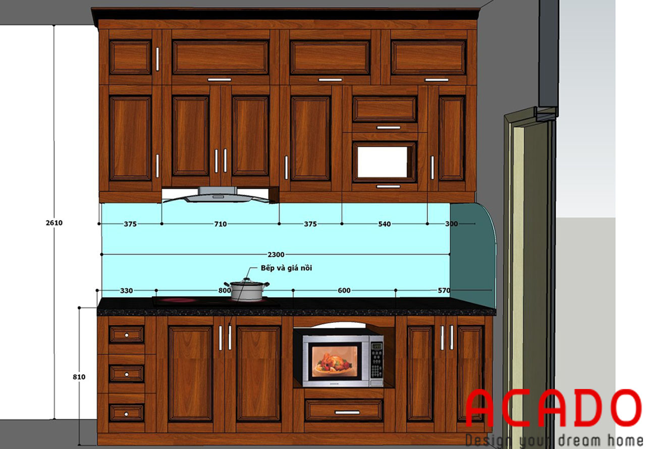 Thiết kế chi tiết cho căn bếp của gia đình anh Hùng-Lắp đặt tủ bếp tại Thăng Long