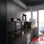 Bộ tủ bếp chất liệu Melamine đen phù hợp với những tín đồ yêu thích màu đen