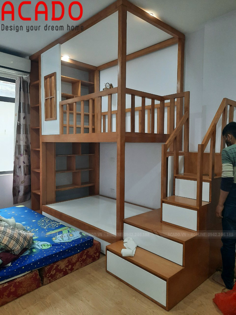 Mẫu giường tầng tiện lợi chất liệu gỗ công nghiệp - Nội thất ACADO