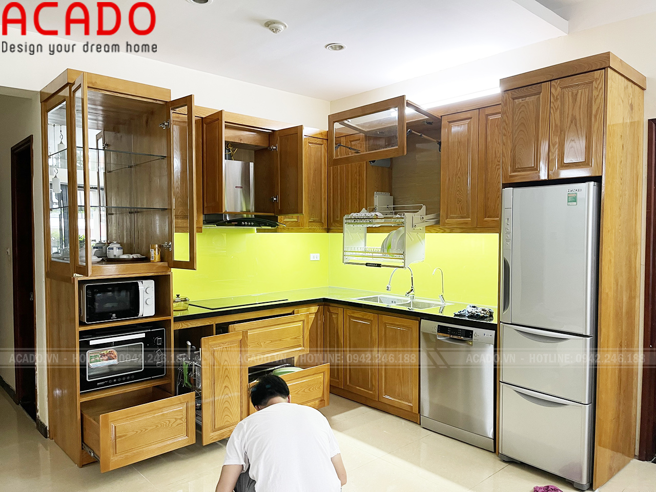 Tủ bếp thiết kế đầy đủ công năng sử dụng cho khách hàng - đóng tủ bếp tại Văn Khê