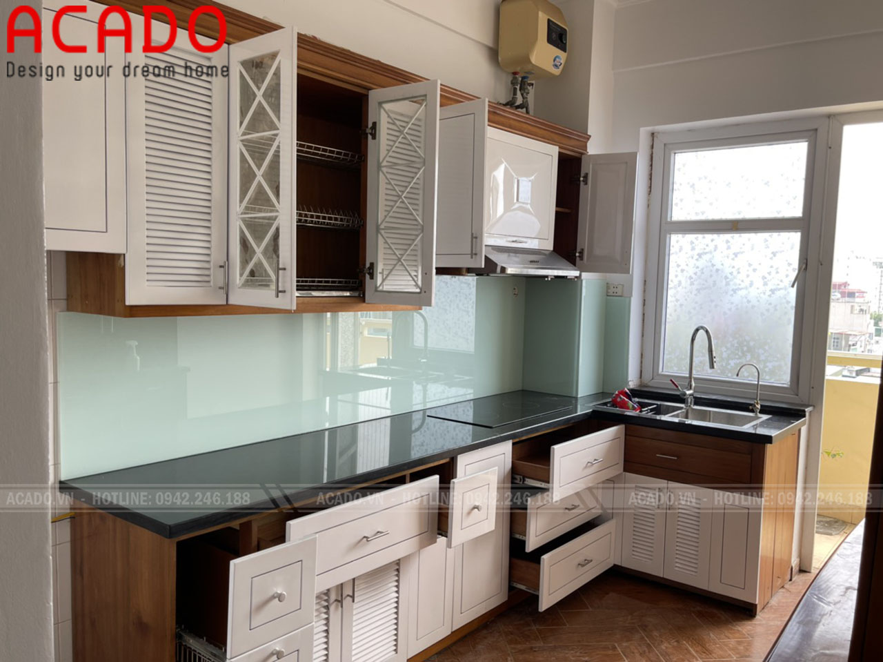 Tủ bếp Melamine chống ẩm vượt trội, tăng độ bền cho sản phầm - Nội thất ACADO