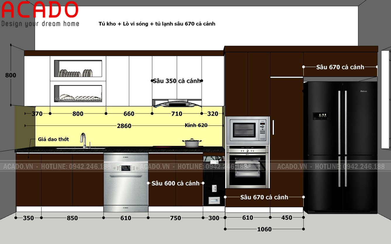 Bản thiết kế tủ bếp chi tiết của giá đình anh Huấn - Thi công nội thất tại Thanh Trì 