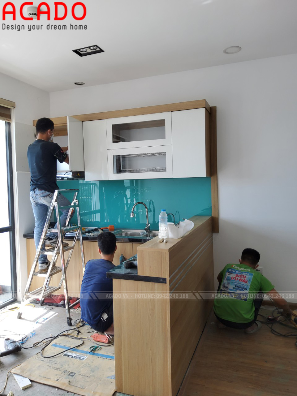 Hình ảnh quá trình thi công tủ bếp tại Xuân Phương 