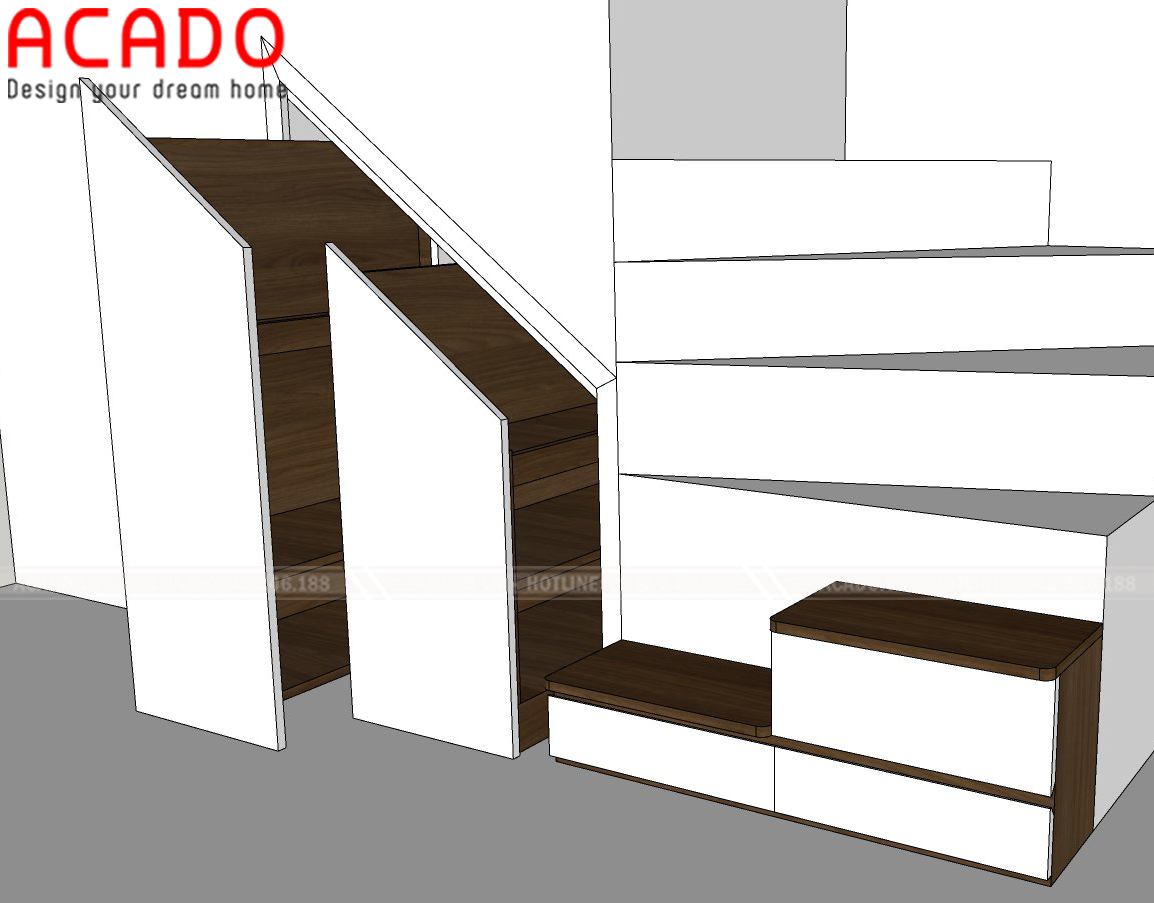 Bản thiết kế tủ gầm cầu thang