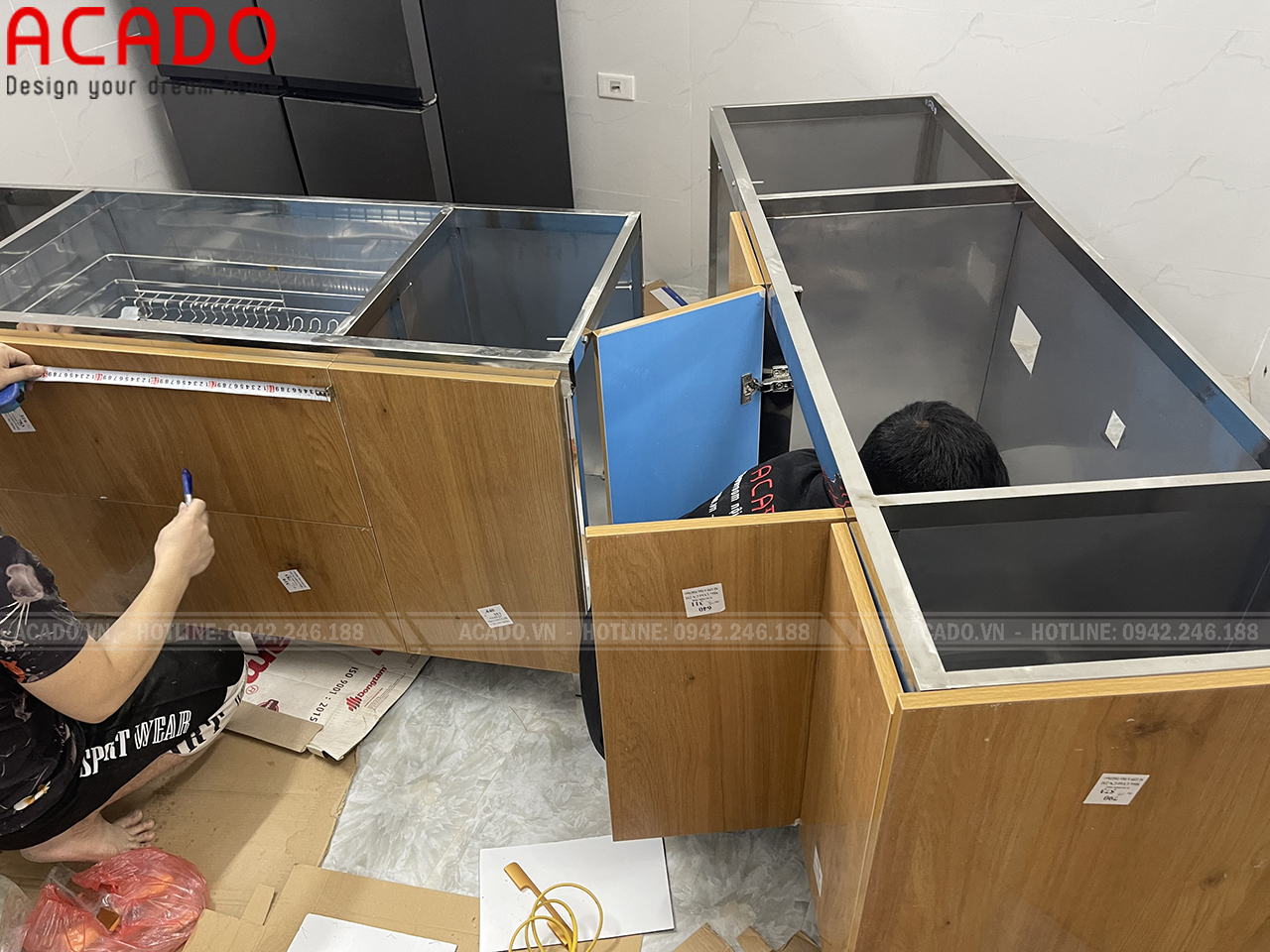 Tủ bếp thùng inox chắc chắn giảm thiểu được chi phí xây bệ bê tông