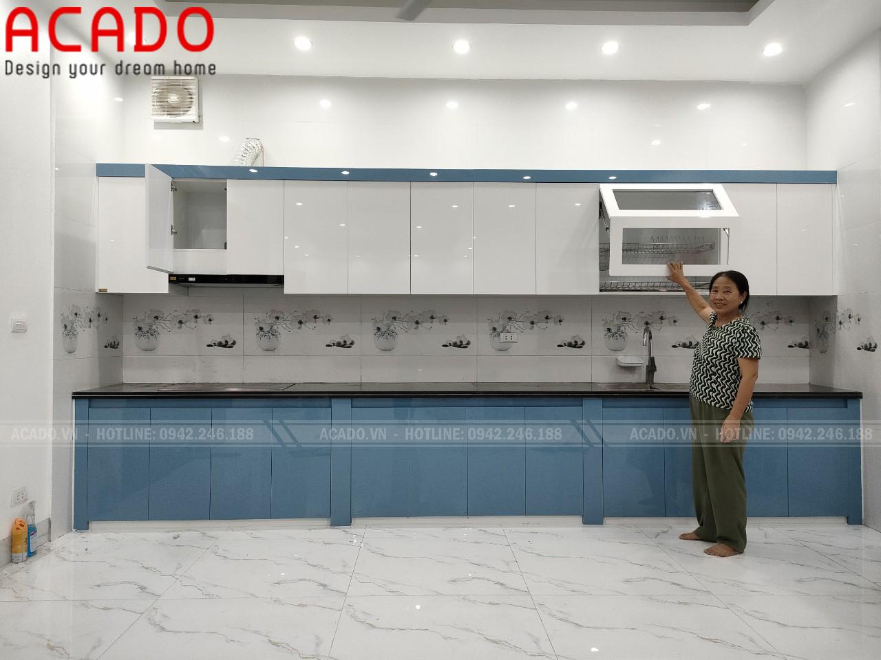 Tủ bếp với đầy đủ công năng theo nhu cầu sử dụng, lam tủ bếp Thanh Trì - Hà Nội