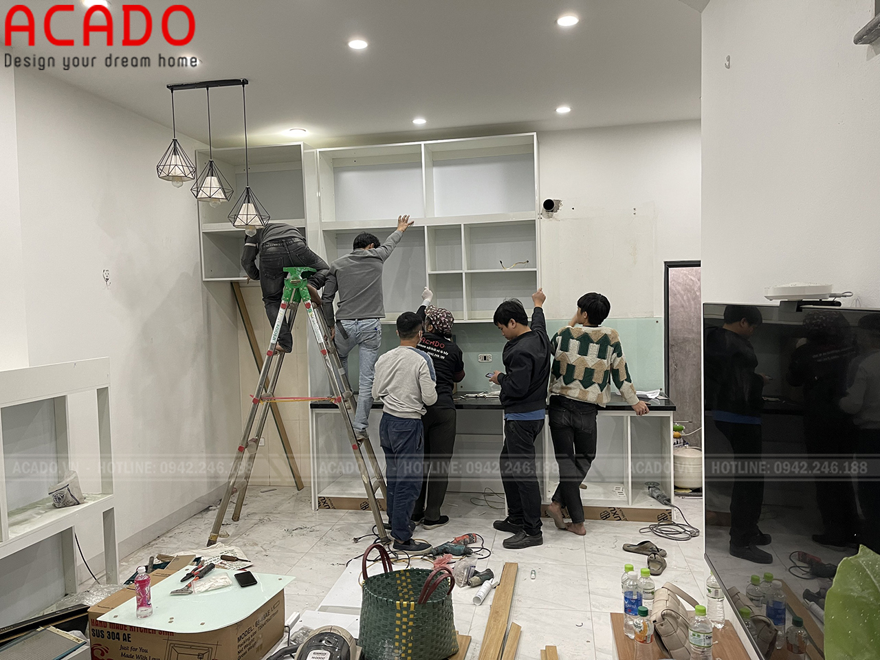 Hình ảnh qía trình thi công tủ bếp cho gia đình anh Tuấn - Lắp đặt nội thất lại Mậu Lương